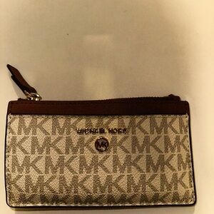 Michael Kors Brown and Cream Logo Pouch